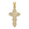 14k Yellow Gold Cross with Lace Trim Pendant