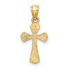 14k Yellow Gold Solid Textured Cross Pendant