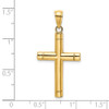 14k Yellow Gold Tubular Cross Pendant K8502