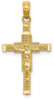 14k Yellow Gold Beaded Accent with Cross Behind Crucifix Pendant K8587