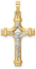 14k Yellow Gold Two-Tone Polished INRI Crucifix Pendant