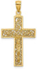 14k Yellow Gold Textured Swirl Design Crucifix Pendant