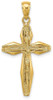 14k Yellow Gold 2-D Polished Crucifix Pendant