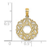 14k Yellow Gold Star Of David In Scalloped Circle Pendant