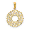 14k Yellow Gold Star Of David In Scalloped Circle Pendant