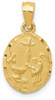 14k Yellow Gold Satin and Diamond-cut Baptism Pendant
