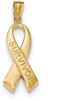 14k Yellow Gold Polished SURVIVOR Ribbon Pendant