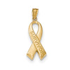 14k Yellow Gold Polished SURVIVOR Ribbon Pendant