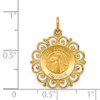 14k Yellow Gold Polished and Satin Spanish Guardian Angel Medal Pendant