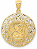 14k Yellow Gold Polished Angel Diamond-Cut Medal Pendant