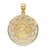 14k Yellow Gold Polished Angel Diamond-Cut Medal Pendant
