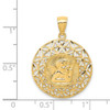 14k Yellow Gold Polished Angel Diamond-Cut Medal Pendant