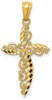 14k Yellow Gold Scroll Design Cross Pendant