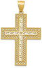 14k Yellow Gold Greek Key Filigree Cross Pendant