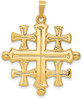 14k Yellow Gold Polished Jerusalem Cross Pendant