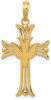 14k Yellow Gold Dove On Cross Pendant