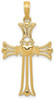 14k Yellow Gold Claddagh Cross Pendant C4243