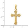 14k Yellow Gold Polished Fleur De Lis Cross Pendant XR1447