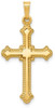 14k Yellow Gold Polished Fleur De Lis Cross Pendant XR1596