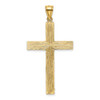 14k Yellow Gold Polished and Textured Diamond-Cut Latin Cross Pendant