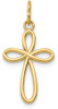14k Yellow Gold Polished Small Ribbon Cross Pendant XR1451