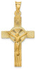 14k Yellow Gold Polished Satin and Diamond-Cut Crucifix Pendant K5542