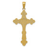 14k Yellow Gold Polished Textured Inri Crucifix Fleur De Lis Pendant