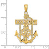 14k Yellow Gold Polished and Textured Mariners Crucifix Pendant