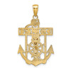 14k Yellow Gold Polished and Textured Mariners Crucifix Pendant