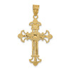 14k Yellow Gold Inri Fleur De Lis Crucifix Pendant C253