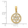 14k Yellow Gold Star Of David and Chi In Circle Pendant
