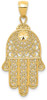 14k Yellow Gold Diamond-Cut Filigree Chamseh Pendant