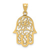 14k Yellow Gold Polished Filigree Hamsa Pendant