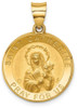 14k Yellow Gold Polished and Satin St. Catherine Hollow Medal Pendant