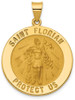 14k Yellow Gold Polished and Satin St. Florian Medal Pendant XR1320