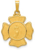 14k Yellow Gold Polished and Satin St. Florian Badge Medal Pendant