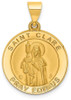 14k Yellow Gold Polished and Satin St. Clare Hollow Medal Pendant