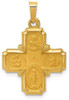 14k Yellow Gold Polished and Satin Four Way Medal Pendant