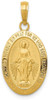 14k Yellow Gold Miraculous Medal Pendant M1432