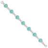 7" Sterling Silver Rhodium-plated Heart-shaped Impregnated Turquoise Bracelet