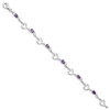 7" Sterling Silver & Amethyst Polished Fancy Heart Bracelet