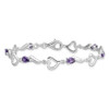 7" Sterling Silver & Amethyst Polished Fancy Heart Bracelet