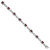 7" Sterling Silver Rhodium-plated Diamond & Garnet Bracelet QX818GA