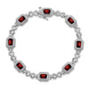 7" Sterling Silver Rhodium-plated Diamond & Garnet Bracelet QX818GA