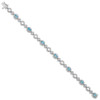 7" Sterling Silver Rhodium-plated Diamond & Light Swiss Blue Topaz Oval Bracelet