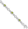 7" Sterling Silver Rhodium-plated Diamond & Peridot Oval Link Bracelet