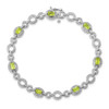 7" Sterling Silver Rhodium-plated Diamond & Peridot Oval Link Bracelet