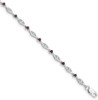 7" Sterling Silver Rhodium-plated Garnet Diamond Bracelet QX834GA