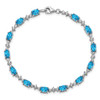7" Sterling Silver Rhodium-plated Blue Topaz Bracelet QX854BT