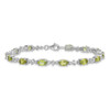 7" Sterling Silver Rhodium-plated Peridot and White Topaz Bracelet